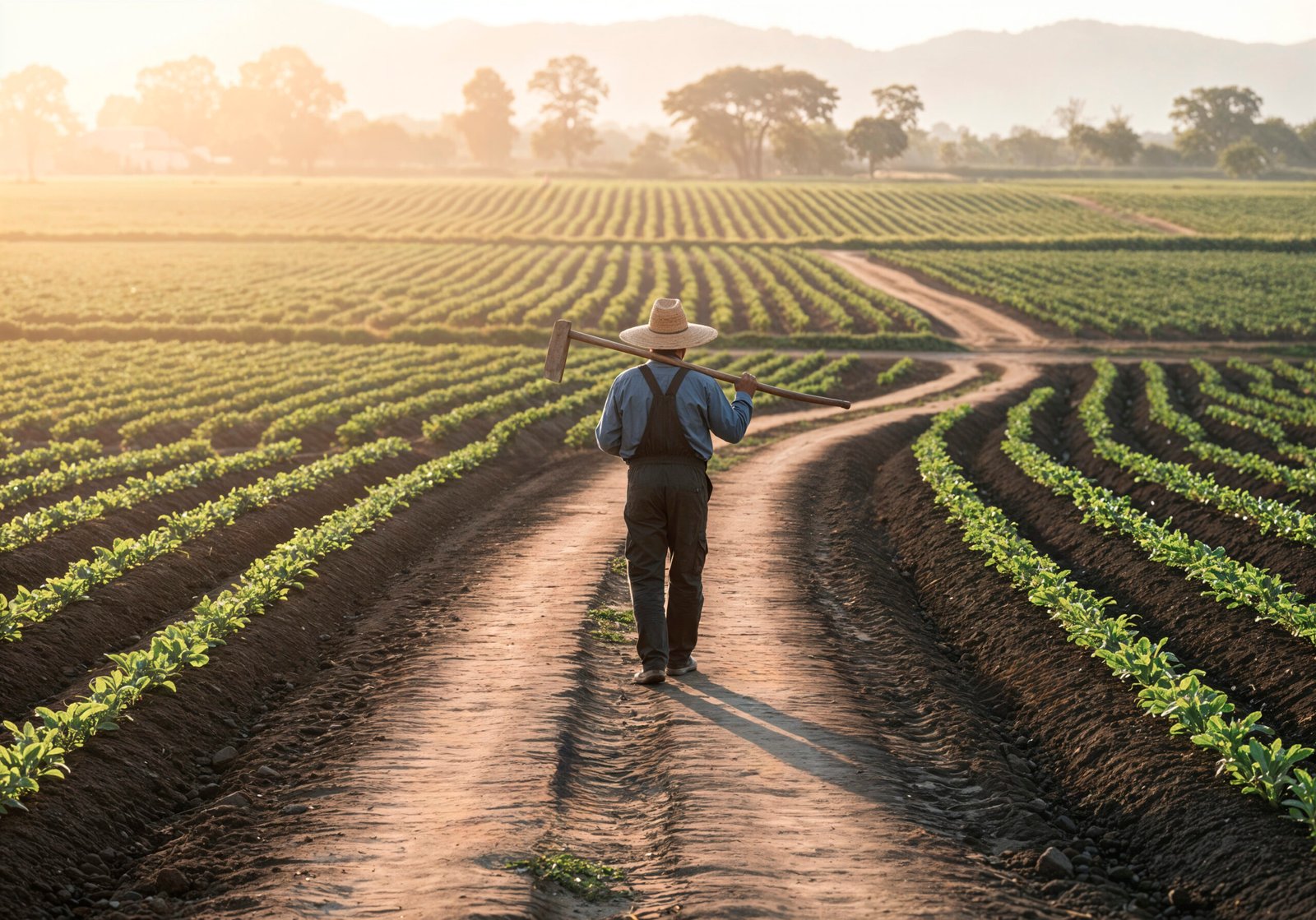 farmer walking through field