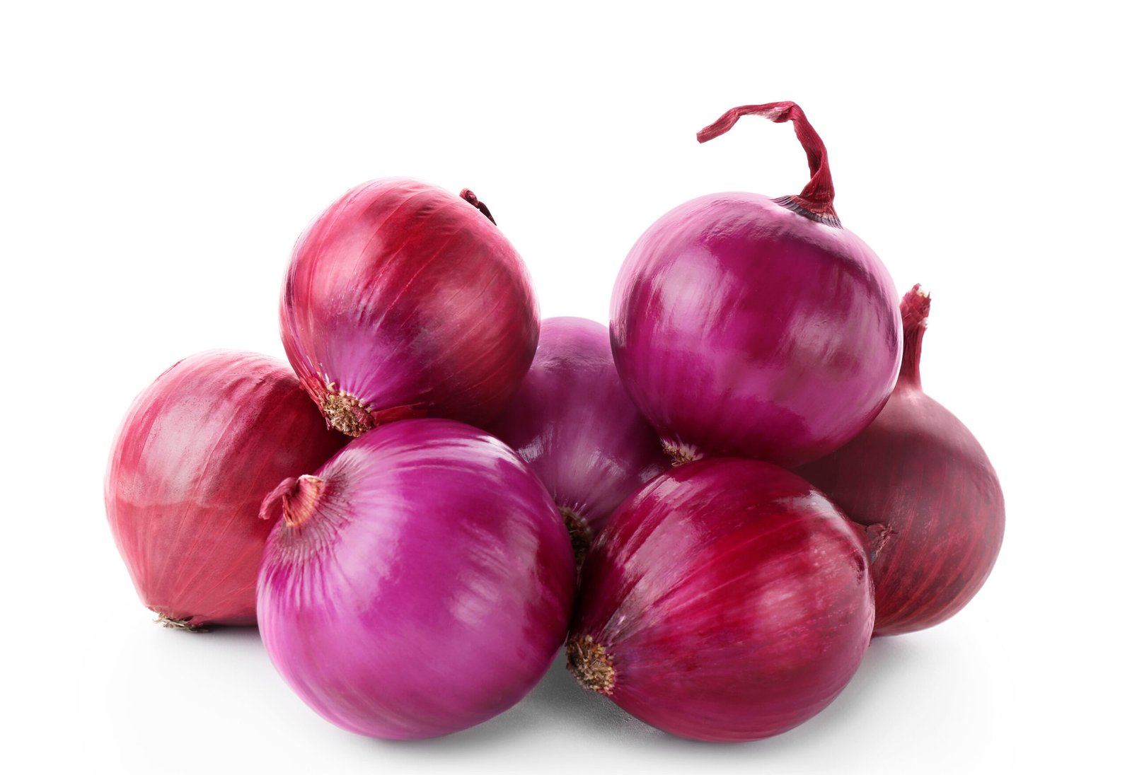 red onions on white background